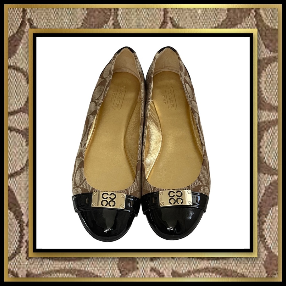 Coach London Signature Canvas Flats in Natural Tan - Picture 1 of 4